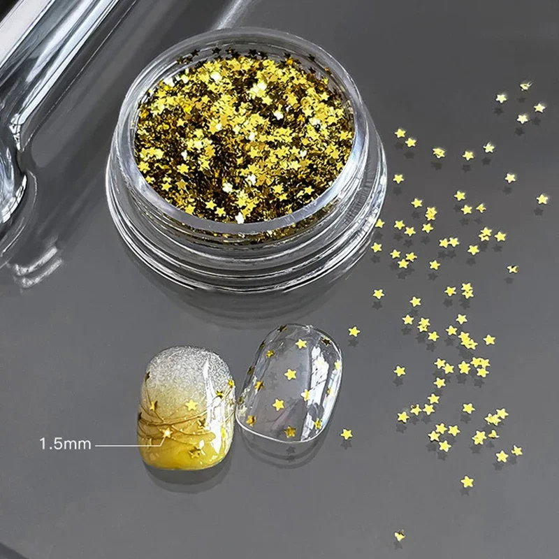 1 caixa 3d brilhante estrela arte do prego lantejoulas estrela glitter lantejoulas flocos diy manicure ornamentos suprimentos de unhas