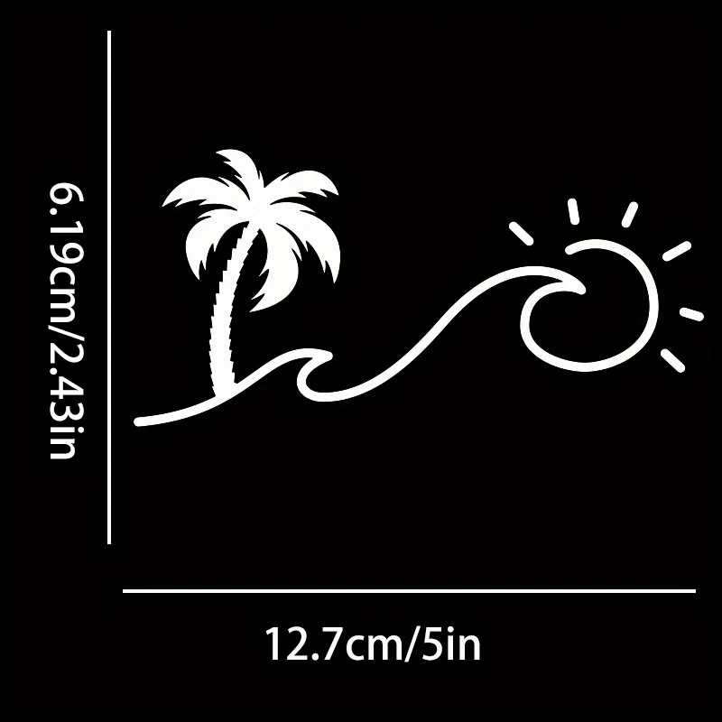 1pc Tropical Palm Tree Sun Wave Weather Resistant Vinyl Sticker for Car Truck SUV Motorcycle Decor view 5