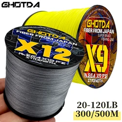 GHOTDA 9/12 Strands 300/500M Fishing Lines Super Strong 20-120LBS Multifilament PE Braid Carp Line 0.14mm-0.55mm Ocean Fishing