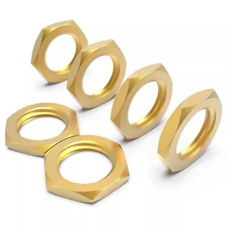 5-30pcs Gb808 Brass Fine Thread Thin Nut Standard Copper Hexagonal Flat Screw Cap M8 M10 M12 M14 M16 M18 M20 M22