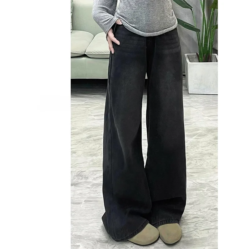 Loose Fit Wide Leg Jeans Casual High Waist Denim Pants for Junior And High School Students Draped Slimming Floor Length