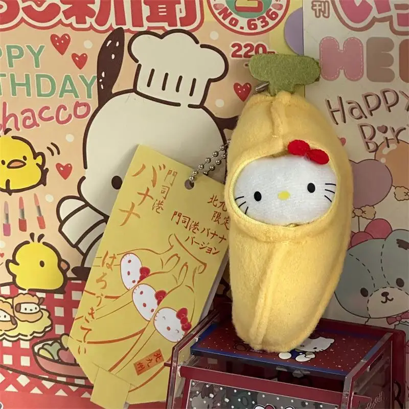

Cute Banana Hello Kitty Plush Doll Stuffed Toy Keychain Pendant Backpack Charm Sweet KT Bag Hanging Ornaments Girly Gifts