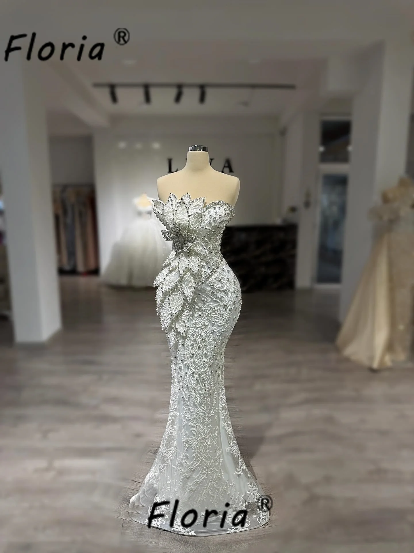 

Роскошные хрустально-белые вечерние платья, расшитые бисером, вечерние платья русалки для выпускного вечера знаменитостей, 2025 г., индивидуальные 3D аппликации, кружевные халаты, вечернее