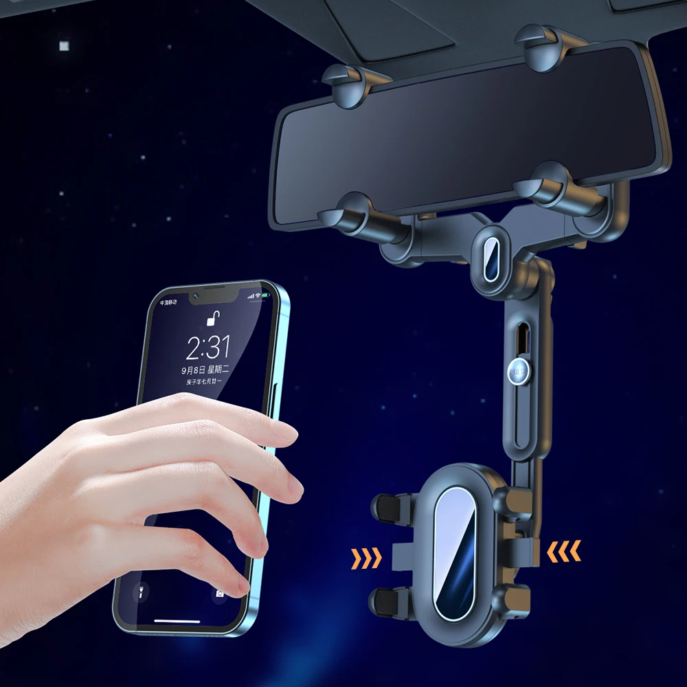 Rückspiegel Telefon Halter für Auto Montieren Telefon und Gps Halter Universal Rotierenden Einstellbare Teleskop 360 ° Auto Telefon Gerät – Detail 2