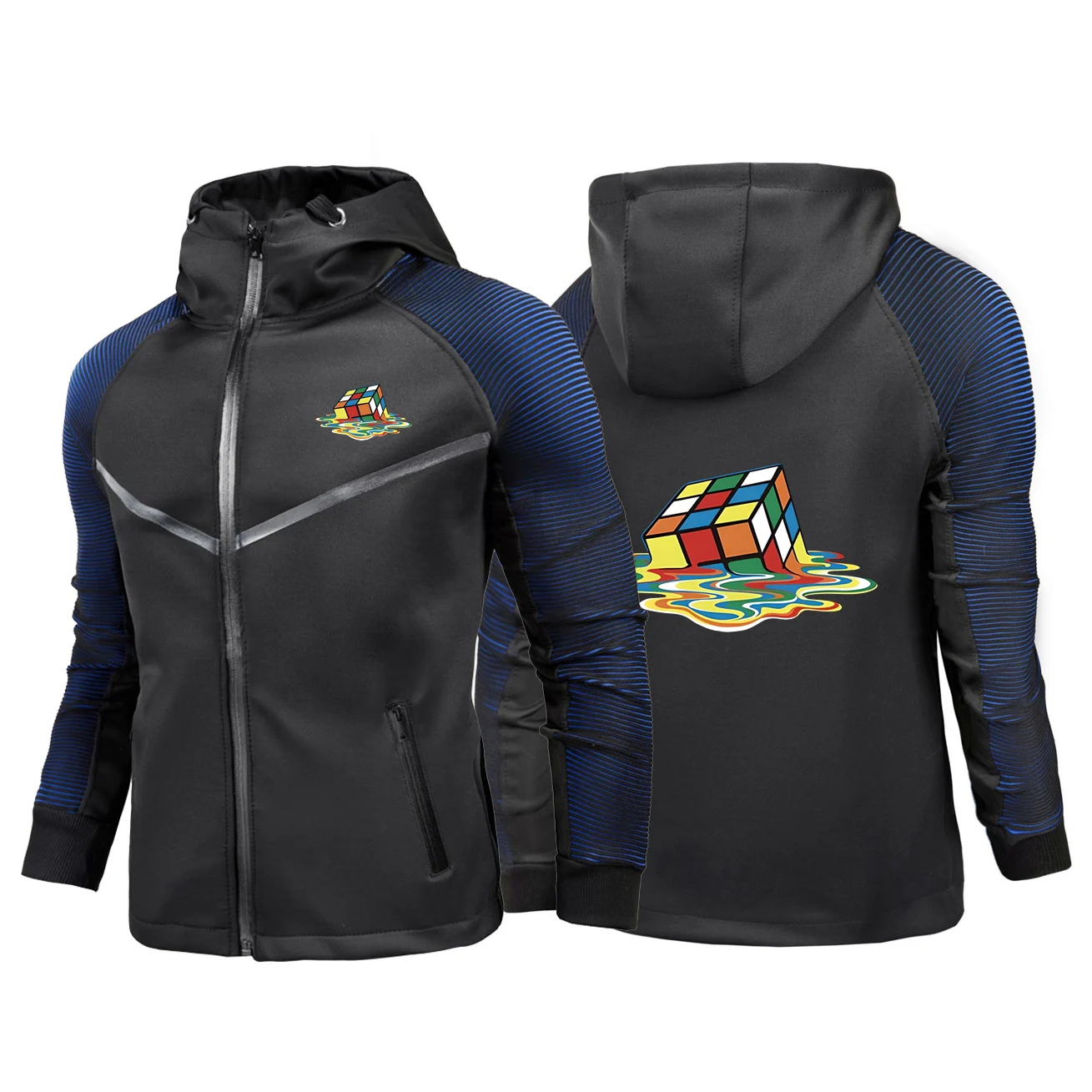 2025 Spring Autumn Man's Magic Square Logo Print Shaped And Durable Tailored Fit Jacket High Street Hooded Fashion Hoodies Coat