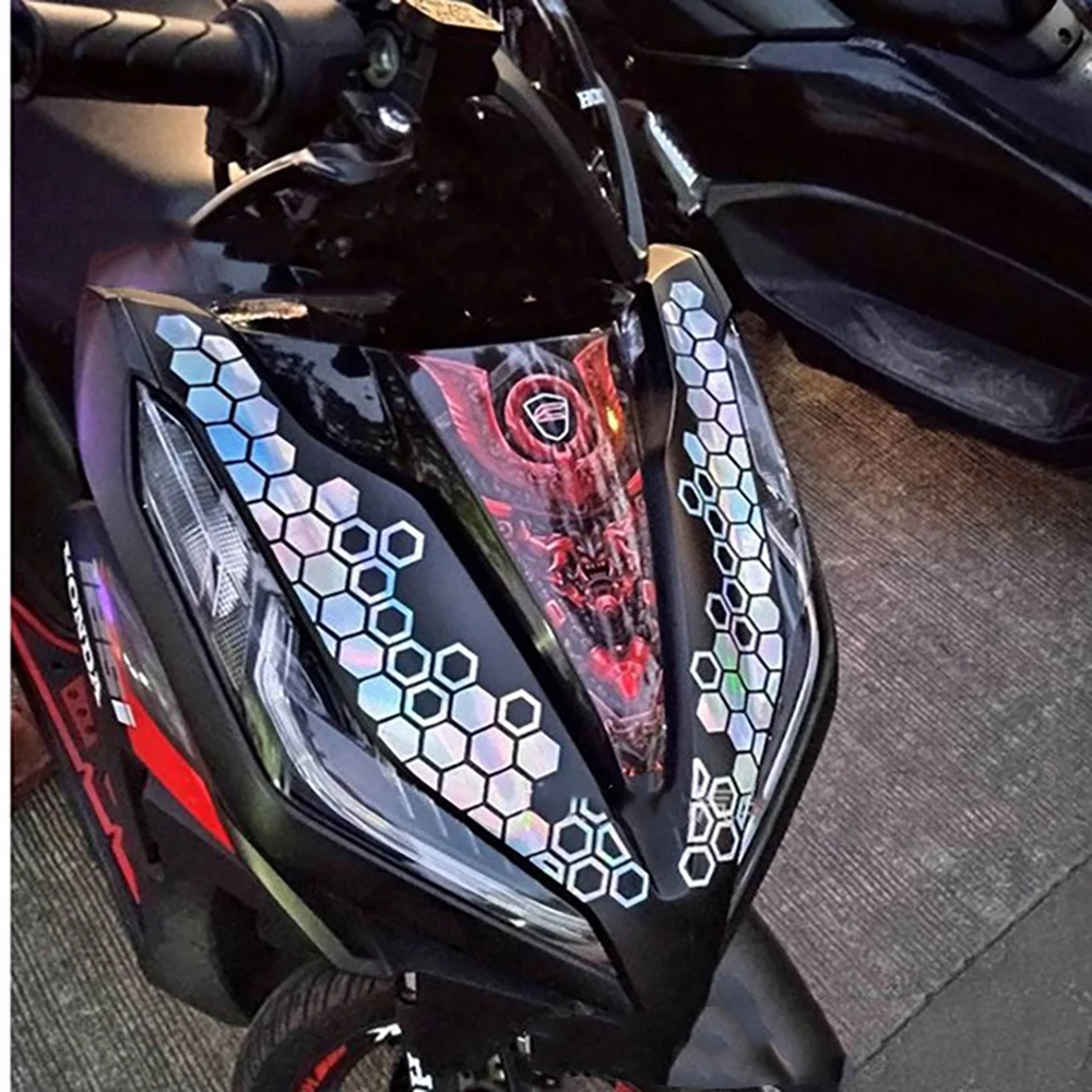 Motorcycle Honeycomb Decals Reflective Stickers Multicolor Decorative Sticker Motorbike Bumper Ornament Modification Accessories