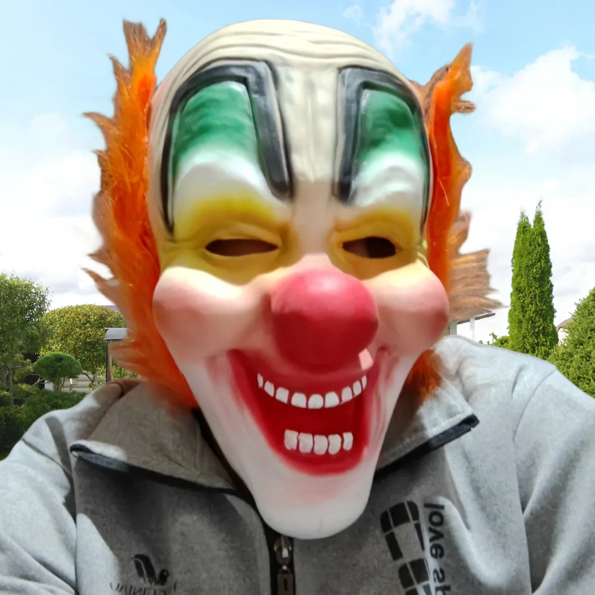 

Horror Red Nose Joker Clown Mask Funny Smiling Evil Joker Headgear Scary Latex Full Face Masks Halloween Party Cosplay Performan