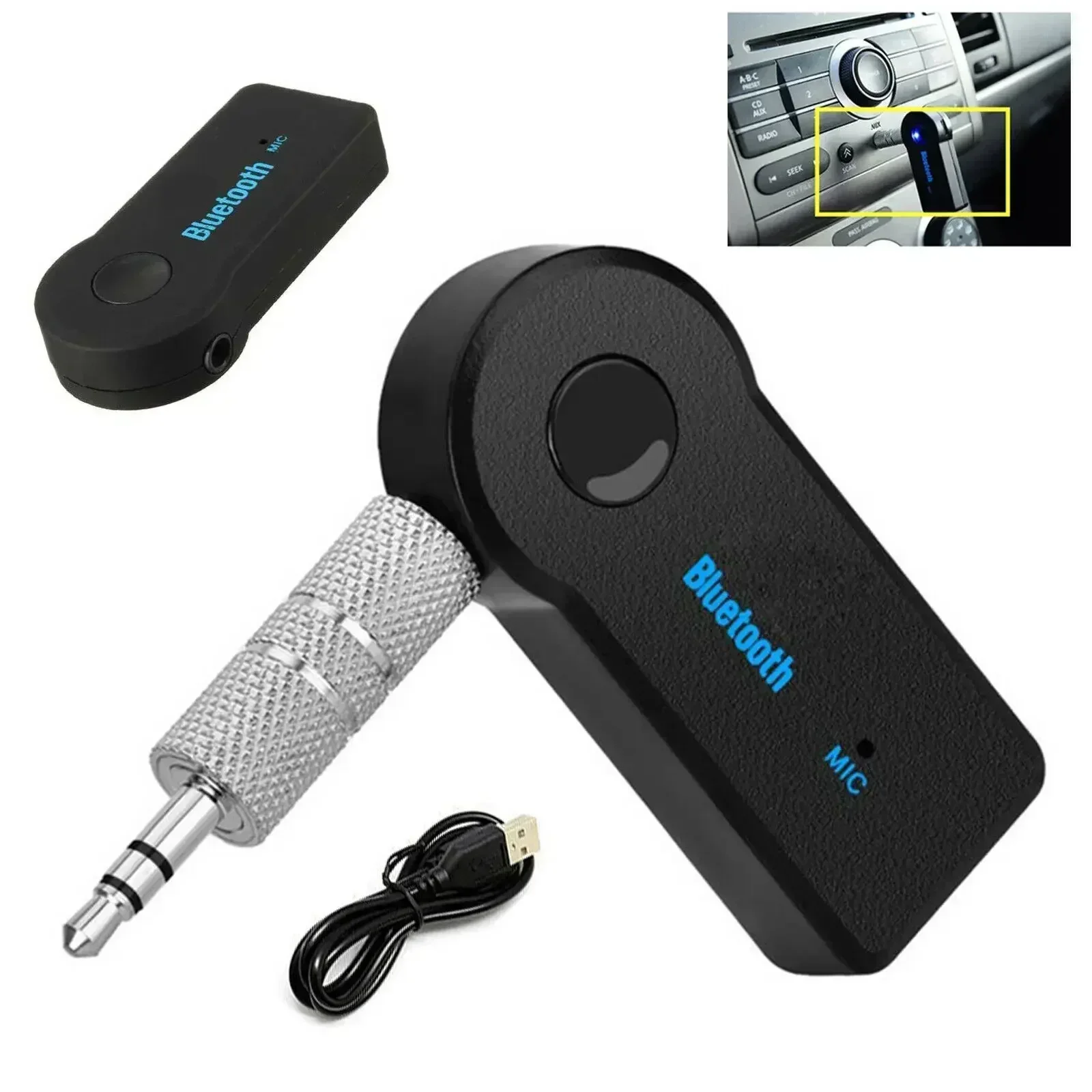 Receptor sem fio Bluetooth 5.0 e Adaptador Transmissor, 2 em 1, Jack 3,5mm, Car Music, Audio Aux, A2dp, Reciever para fone de ouvido, mãos livres