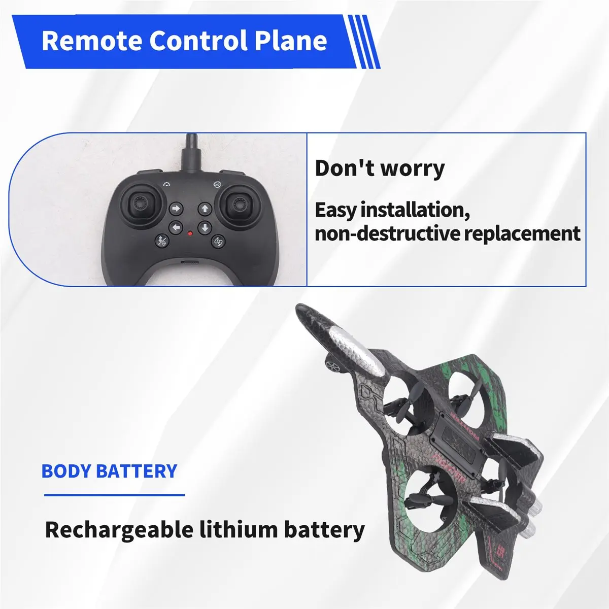 

(ABDH) Радиоуправляемый самолет 2.4G с пультом управления, шесть летающих элементов из пенопласта EPP со светодиодами, для дома и улицы, простая летающая игрушка, подарок для детей, зеленый