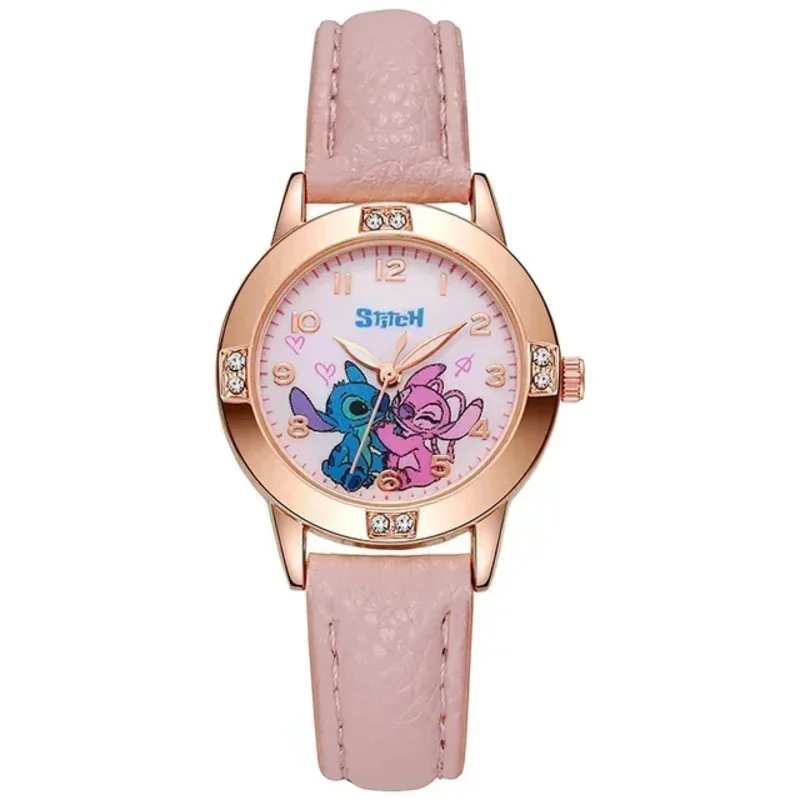 Disney Stitch Kids Watch Cute Cartoon Quartz Watch With Imitation Diamond Strap For Boys & Girls, Student Wristwatch Gift Toy