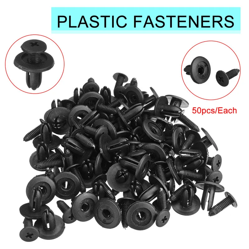 50pcs 6mm Car Clips Universal Purpose Plastic Expansion Rivets Car Decoration Folder Door Push-Type Trimming Plate Clips