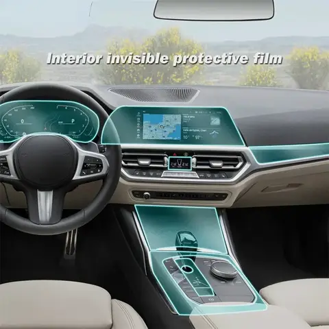 TPU 보호 필름 액세서리 자동차 도어 센터 콘솔 미디어 필름 BMW 3 시리즈 G20 2019 2020 용 중앙 AC 네비게이션 화면