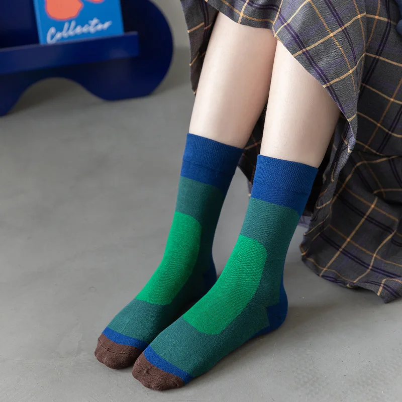 Autumn/Winter New Style Men's and Women's Color-Blended Gradient Socks Rainbow Mid-Calf Socks Unique Design Pure Cotton Socks