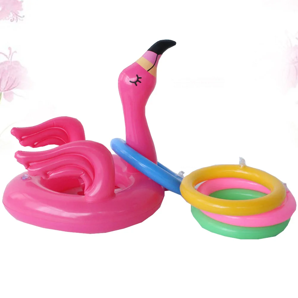 5pcs of One Set PVC Throwing Toy Inflatable Flamingo Ring Adorable Water Toy Interactive Throwing Ring Funny Toss Game Toy for B