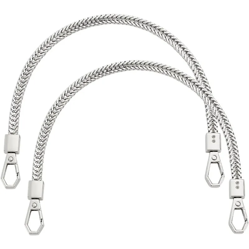 2pcs 13 Inch Silver Snake Chain Handbag Chain Strap Bag Purse Bone Chain Straps Shoulder Bag Strap Replacement with Metal