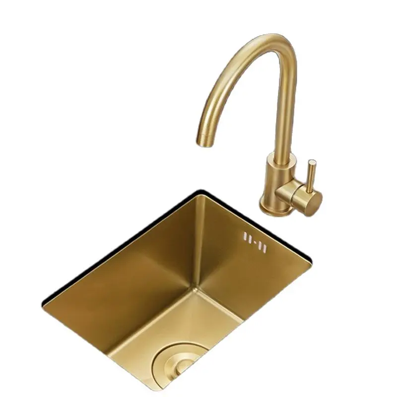 

Rose Gold Nano 304 Stainless Steel Kitchen Sinks Single Bowel Mini Sinks for Balcony Small Apartment Bar Counter APRONT87