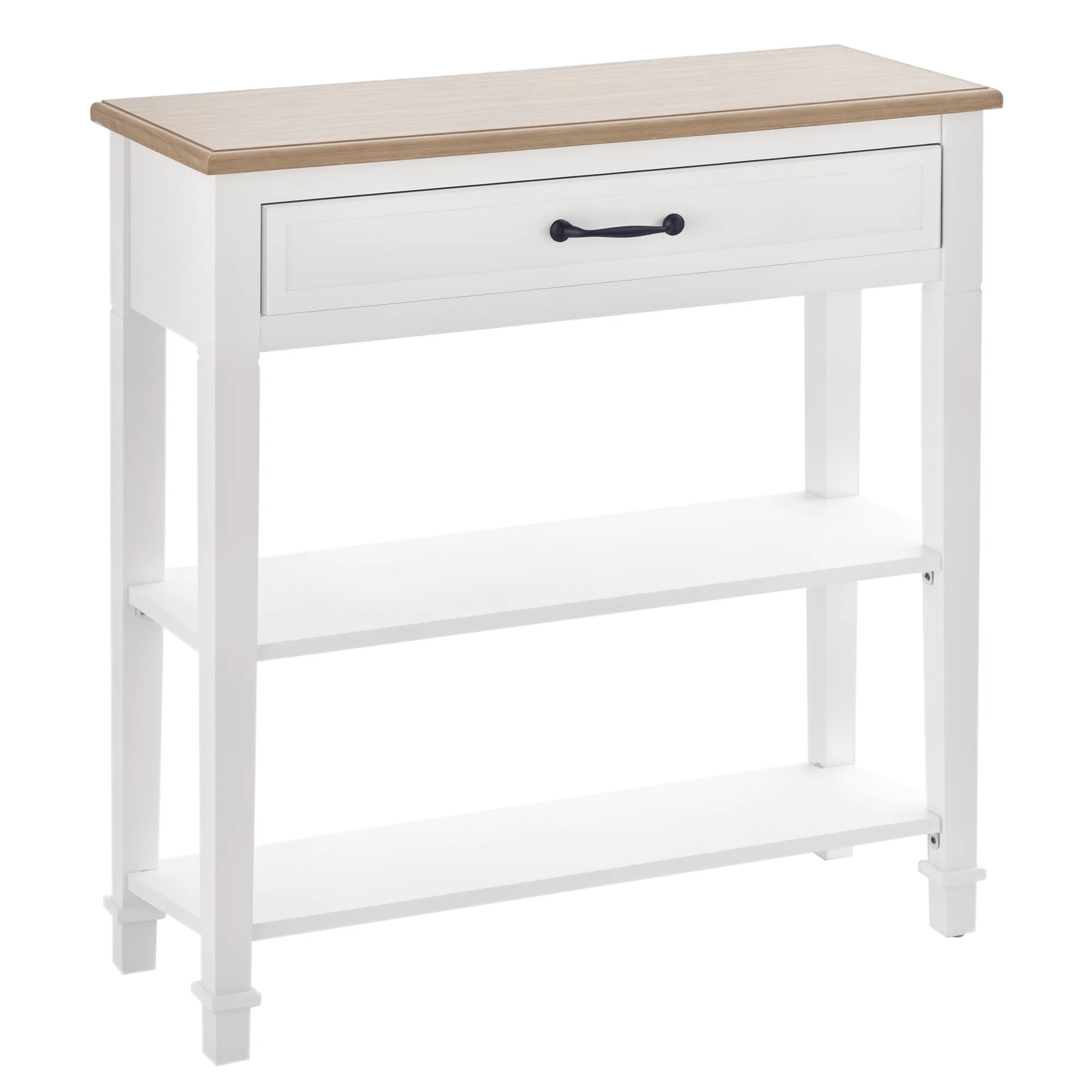 

Narrow Console Table for Entryway 2 Shelves and Drawer 33 lbs Capacity Retro Style Painted MDF Pine Wood 29.75x10.75x31.75 in
