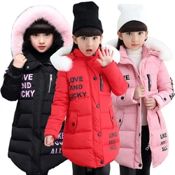 2 6 8 12 Years Fashion Children Jackets For Teenage Girls Winter Warm Parkas Coats For Girl Fur Hooded Thick Outerwear Clothing