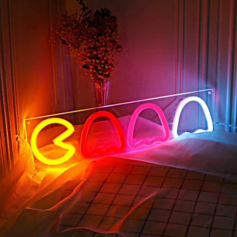 40*10 cm Game Neon Signs Ghost Neon Lights Led Sign Games room sign for Christmas bedroom decor