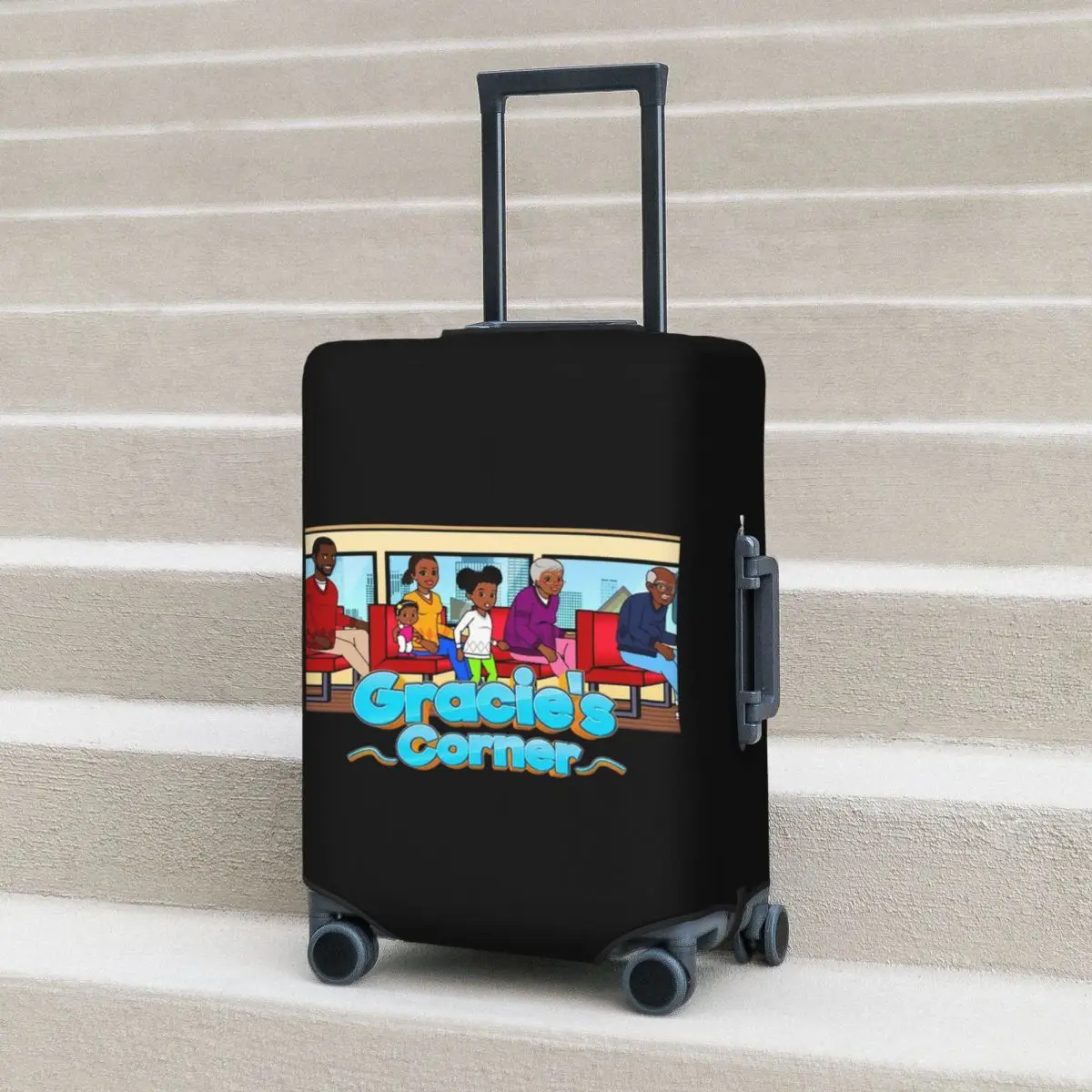 

Gracies Family Corner Cute Phonic's Song Suitcase Cover Protection Elastic Travel Luggage Protector Covers for 18-32 Inch