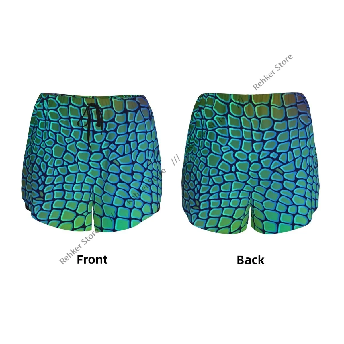 Animal cobra texturas crocodilo feminino dupla camada shorts atléticos de secagem rápida para corrida ao ar livre fitness treino esporte