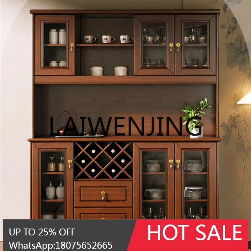 New Chinese Style Solid Wood Sideboard Wall-Mounted Living Room Tea Cabinet Retro High-Grade Home Kitchen Locker
