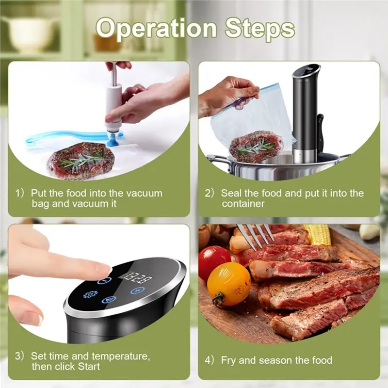 A55X-1100W Sous Vide Cooker IPX7 مقاوم للماء مع شاشة LCD تعمل باللمس، مروج غمر دقيق #5