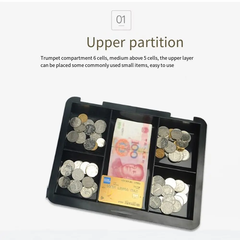 Small/Large Locking Cash Box Double Layer Safe Lock Storage Box with Tray Cover Key Lock/ Password Money Saving Organizer