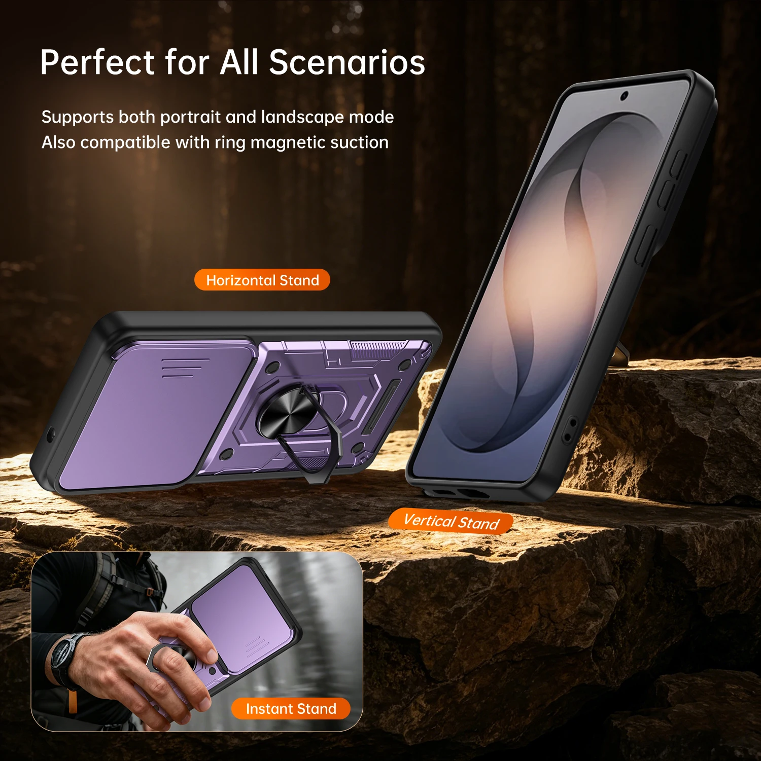 Stoßfeste magnetische Schutzhülle mit Kameraständer und Schiebe-Kameraschutz für Samsung Galaxy A17 A26 A36 A56 A37 A57 A27 S26 Plus Ultra – Detail 3