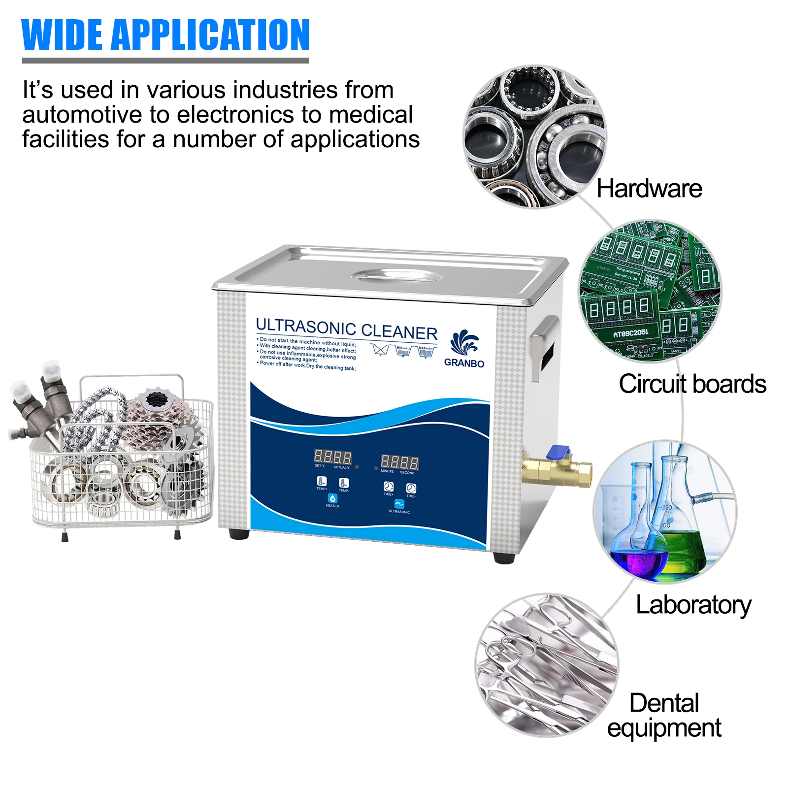 10l 360w digitaler Ultraschall reiniger mit Entgasung heizung Waschen von Autoteilen Hardware Metallteile 3D-Modell Leiterplatte reinigung