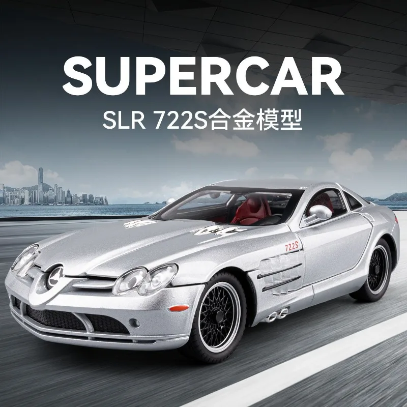 1:24 Scale SLR 722S Diecast Model Car with Light Sound Pull Back Open Doors Collectible Gift for Hobbyists