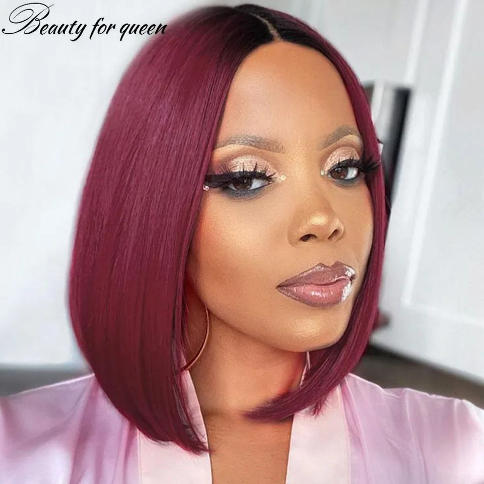 

Цветной фиолетовый прямой парик-боб 1B для женщин, прозрачный, с кружевной вставкой 13x4, предварительно выщипанный, для косплея, из бразильских натуральных волос