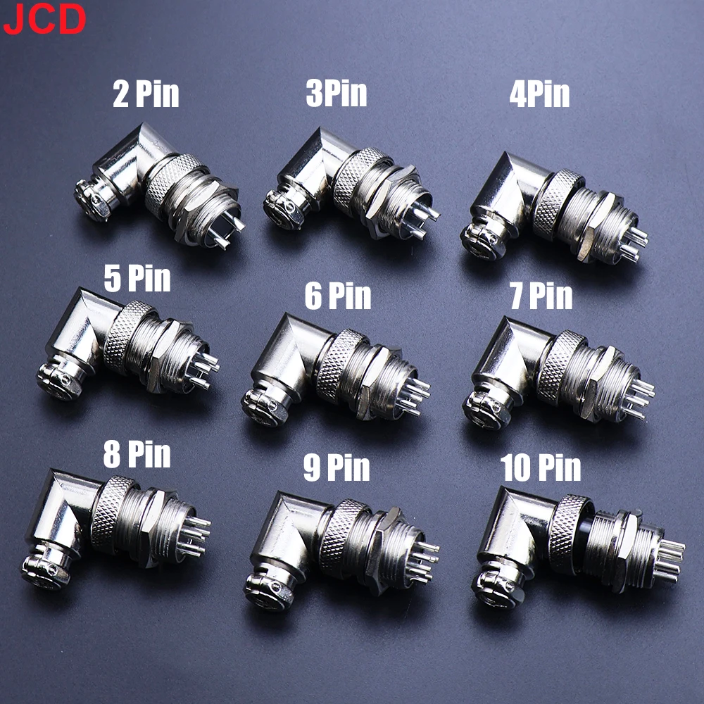 JCD GX16 90 Degree Right Angle 16mm Aviation Connector Elbow M16-2 3 4 5 6 7 8 9 10 Pin Female Plug