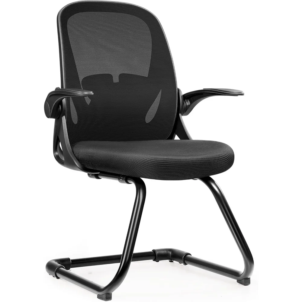 Waiting Room Chairs with Flip Up Arms and Adjustable Lumbar Support, Office Guest Chairs & Reception Chairs for Conference