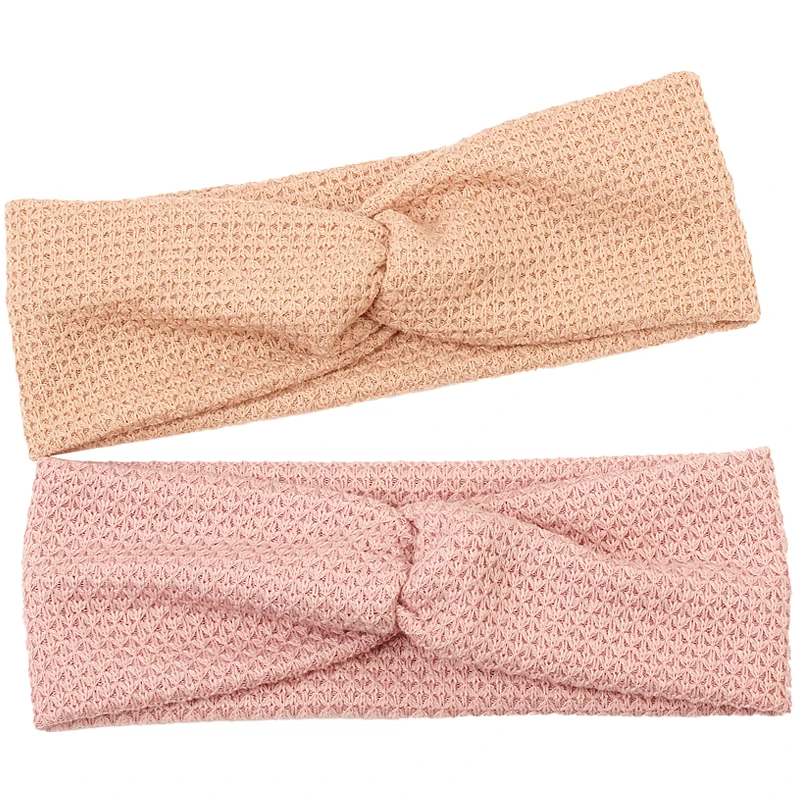 Geebro Women Knitted Cross Headbands Slouchy solid color Concise Texture Design Hairband Elastic Headdres Lady Hair Accessories