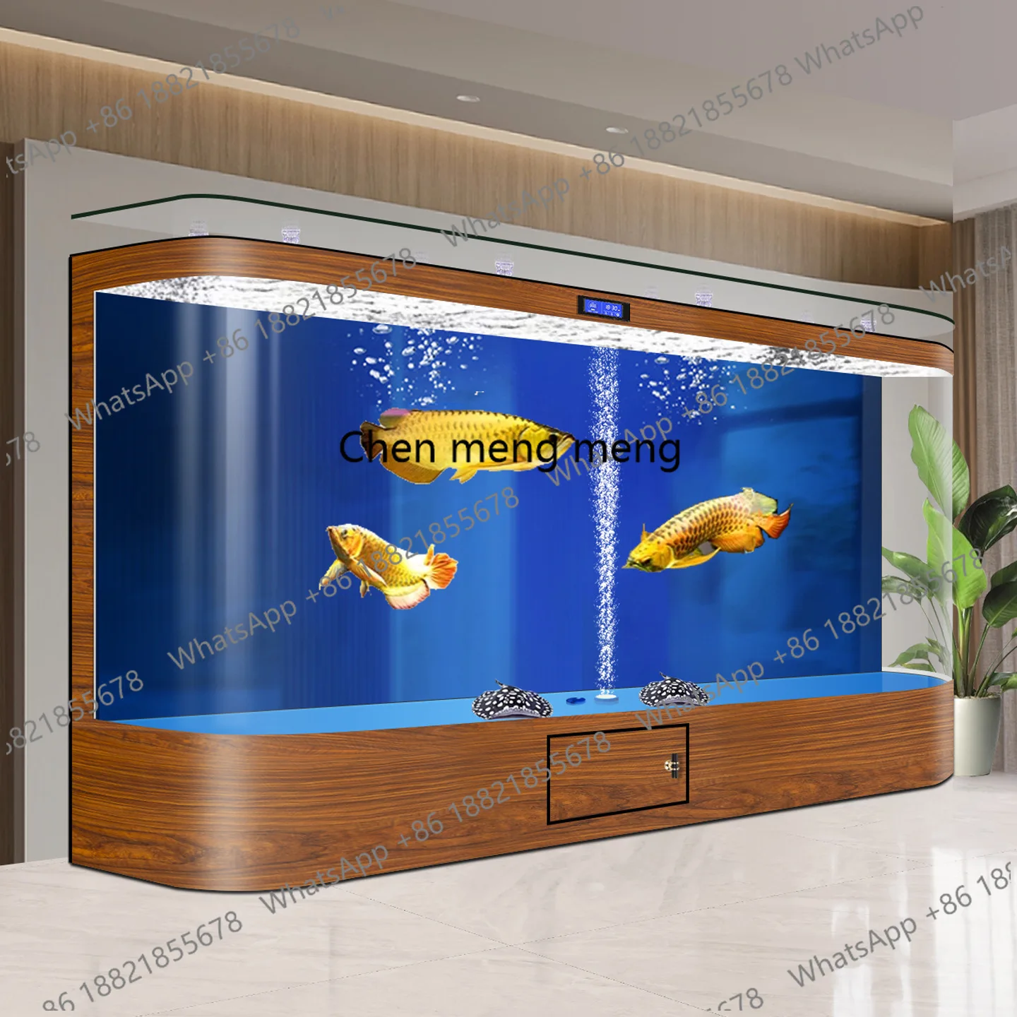 Fish tank high-end floor-to-ceiling living room hot-bending glass tank free of water change