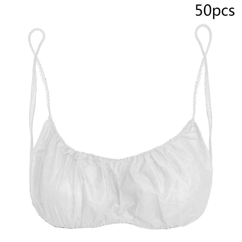 Q0KB 50Pcs Women Disposable Bras Elastic Strap Spa Top Underwear Non-woven Brassieres