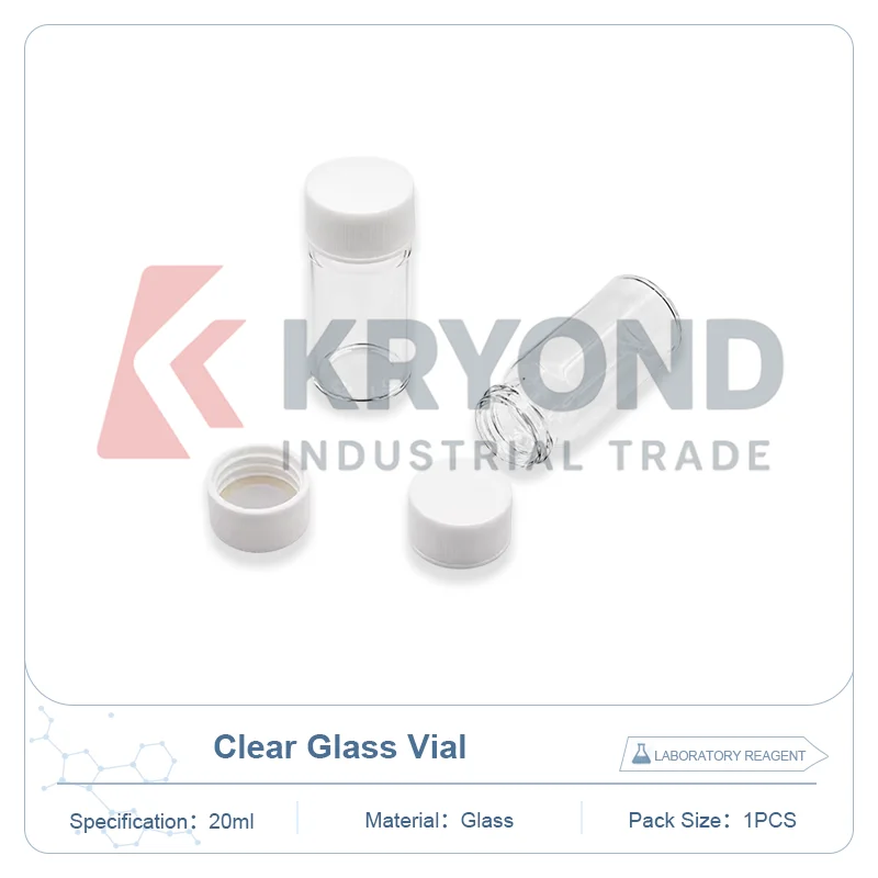 EPA 20ml Clear Glass Vial Chromatography PTFE Septa Screw Cap Laboratory Research Use Application Chemical Analysis Accessory