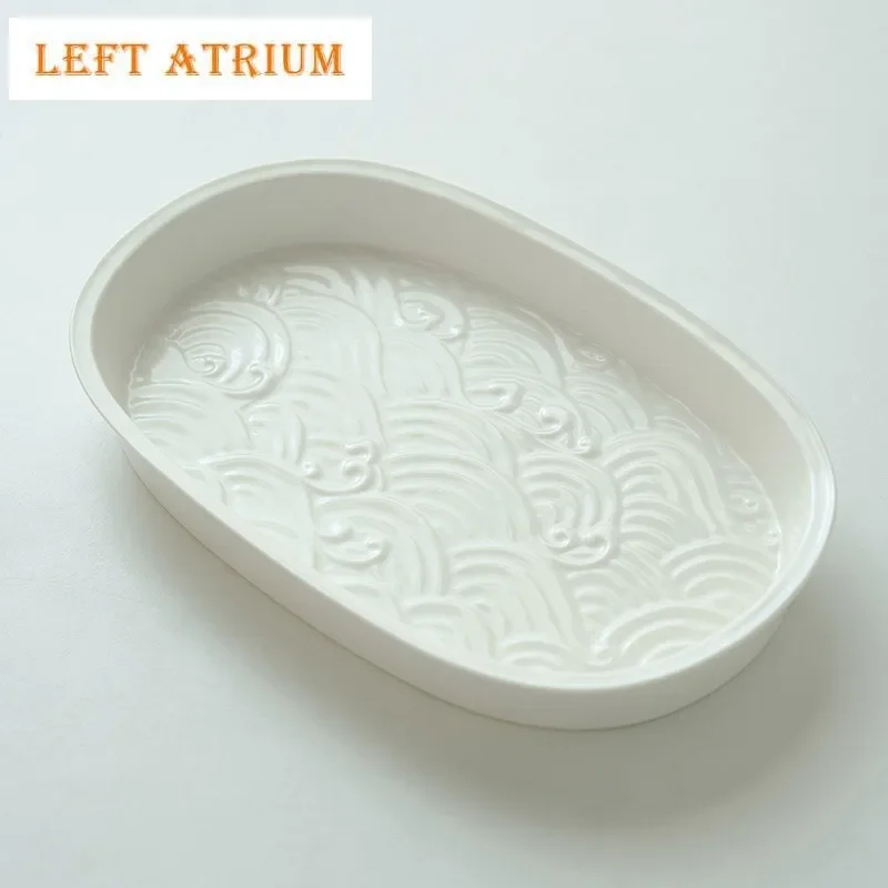 

Креативный простой белый фарфоровый овальный поднос для чая, небольшой чайный столик для сухого заваривания, домашний поднос, декоративные перегородки, сервисный поднос