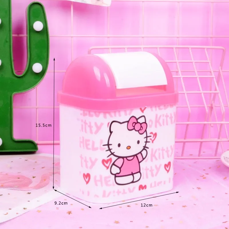 Sanrio Hello Kitty Desktop Bin Trash Can Tube with Case Cartoon Home Office Mini Trash Dustbin Bedroom Trash Kitchen Storage Box