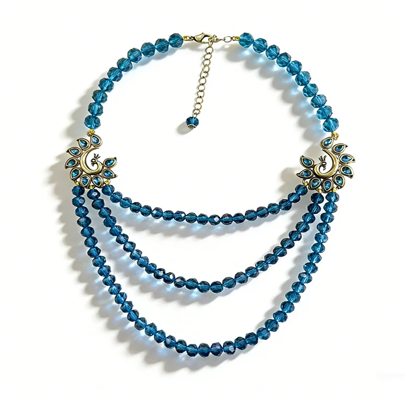 

Luxury Vintage Multi-Layer Thin Cord Necklace Peacock Charm Exquisite Fashion Women Daily Party Jewelry Gift