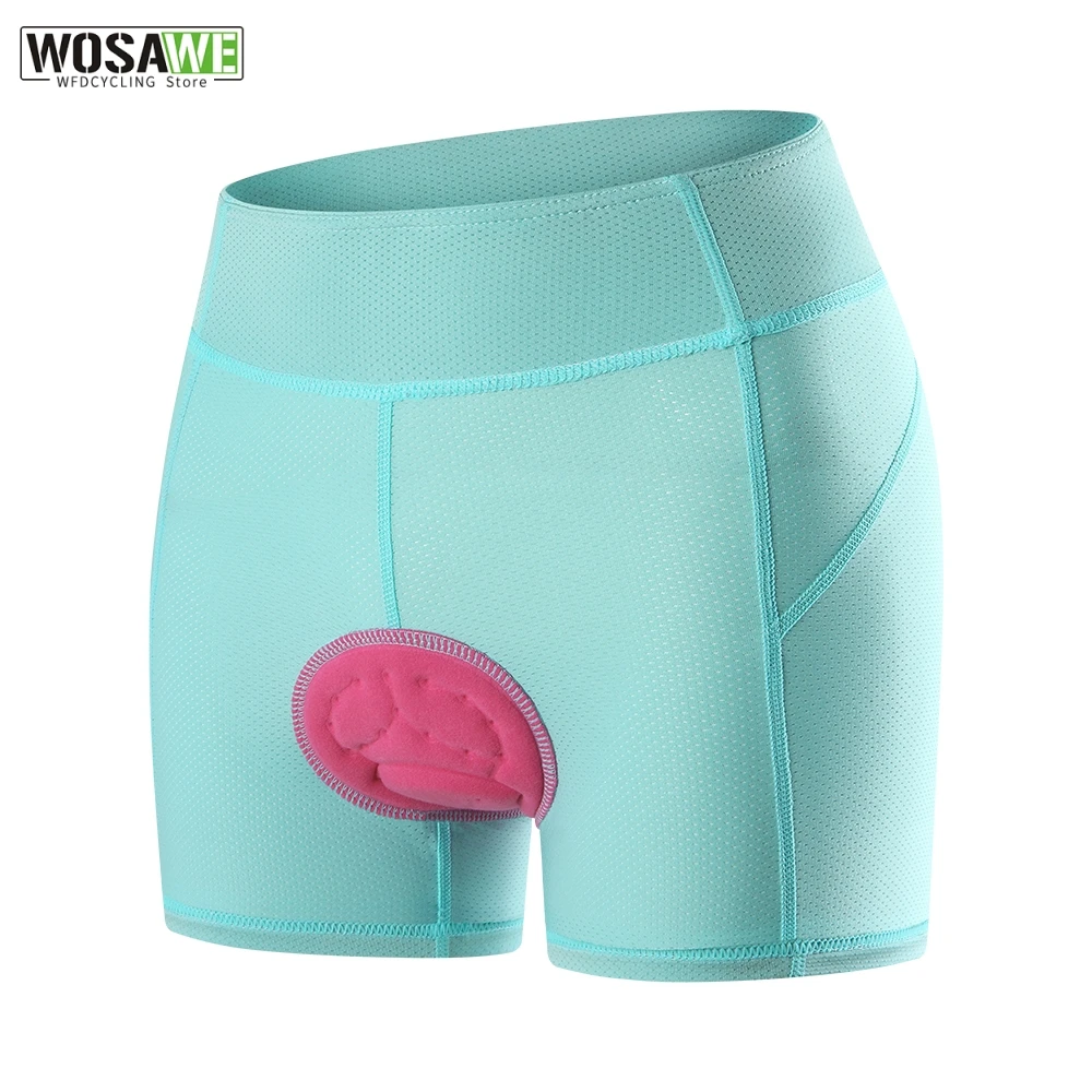 WOSAWE Women Cycling Shorts Bicycle Underpants 3D Gel Padded MTB Bike Short Pants for Gilrs Ladies High Waistline Sports Shorts