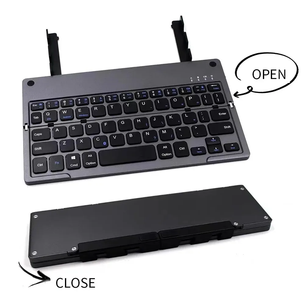 Mini teclado plegable con soporte para teléfono, tableros plegables con conexión Bluetooth, giratorio para teléfono, portátil y tableta