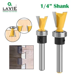 LAVIE 1pc 1/4 Shank Dovetail Joint Router Bit Set with Bearing Woodworking Engraving Bit Milling Cutter