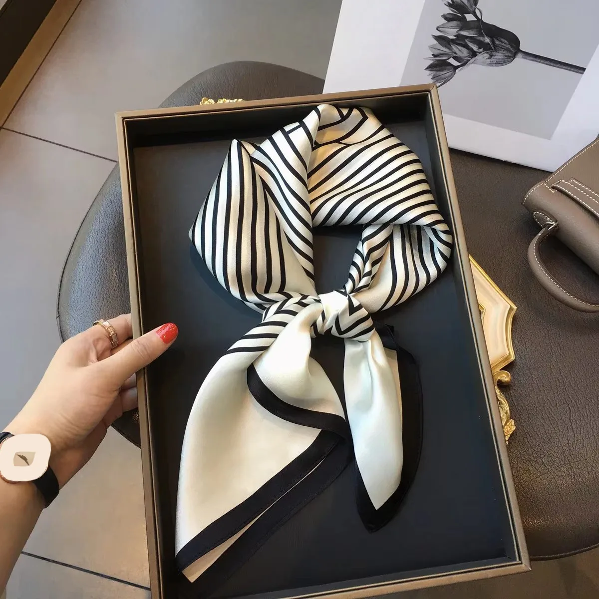 

Summer Headkerchief Hijab Shawl 2026 Design Print 100% Pure Silk Scarf Women Wraps Foulard Neck Tie Hair Hand Wirst Bandana