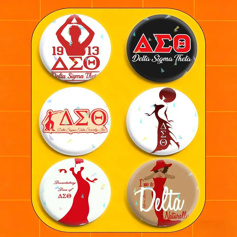 D-Delta Sigma Theta Button 32/44/58mm Handmade Pins Round Brooch Badge Backpacks Clothes Jewelry Gifts