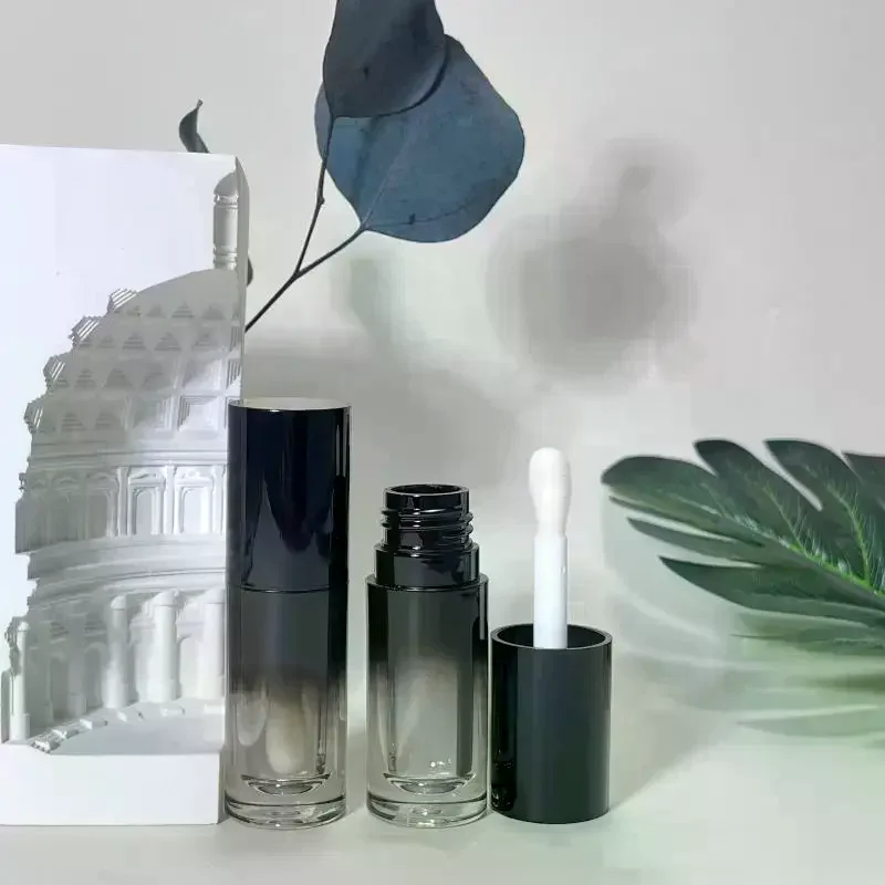 1/5 قطعة أنابيب ملمع الشفاه الفارغة المستديرة 6 مللي أنابيب الشفاه مع حاوية فرشاة الإبهام زجاجات حاوية أنبوب تستخدم لملء طلاء الشفاه