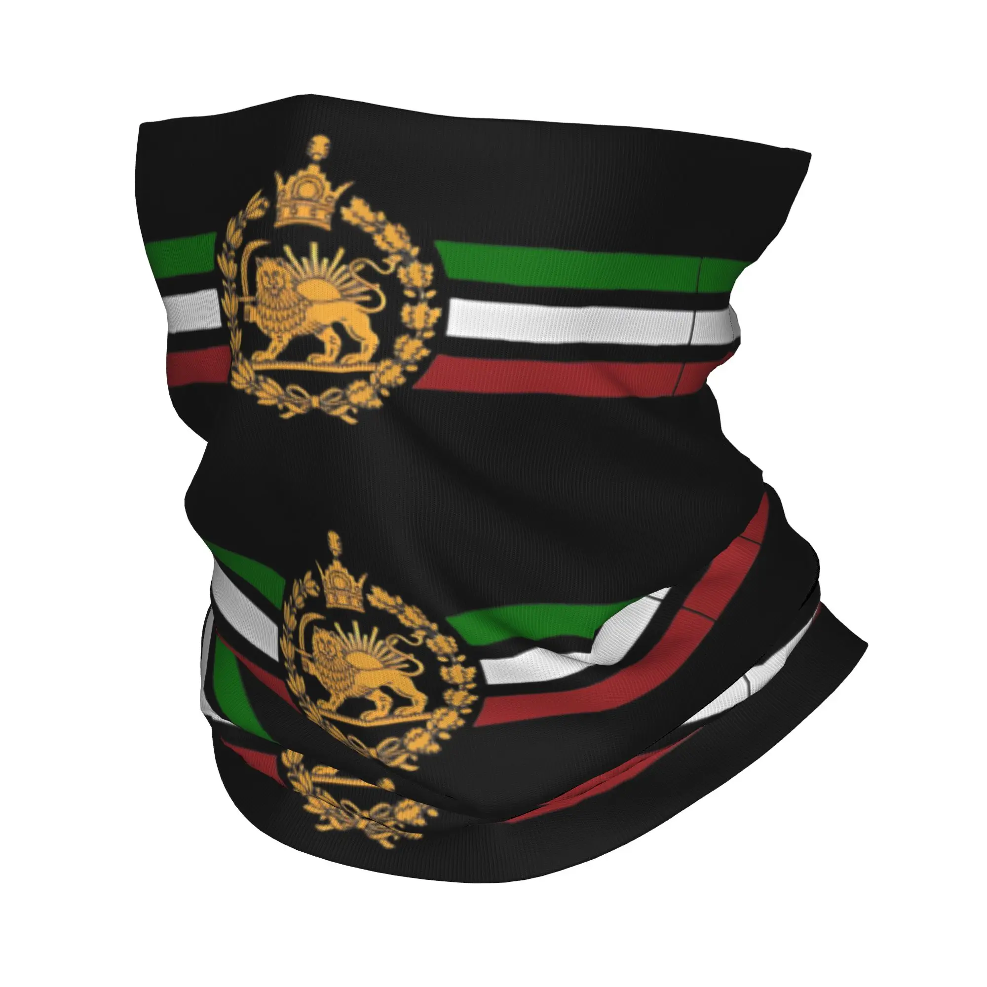 Iran-Flagge Shiro Khorshid Löwe und Sonnenkönig Bandana Halstuch Balaclava Magischer Schal Bedruckte Pahlavi-Krone Reit-Balaclava Unisex Erwachsene