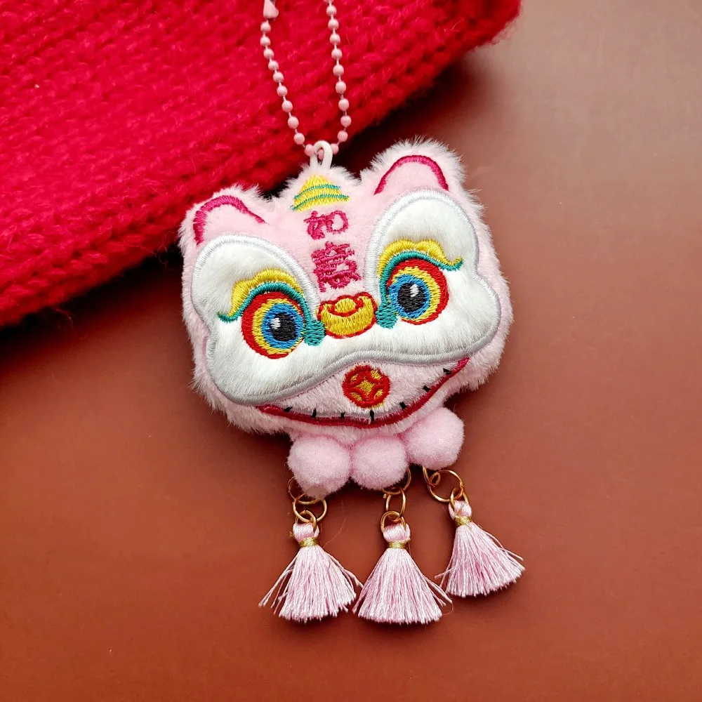 Chinese Style Lion Dance Tassels Pendant Year of Horse Cartoon Lion Dance Keychain Lucky Traditional New Year Zodiac