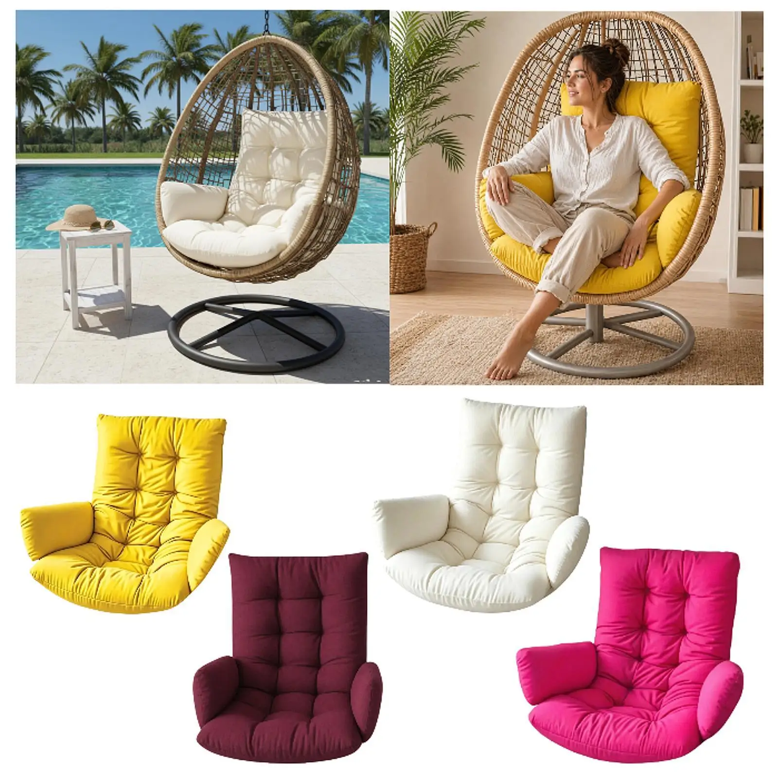 Breathable Hanging Basket Seat Cushion Ergonomic Egg Swing Chair Outdoor Pad Pillow for Garden Bench